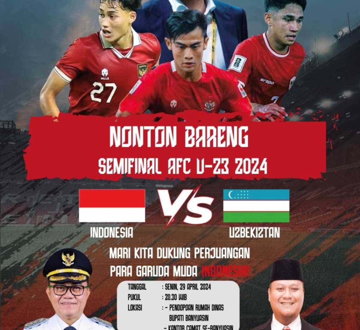 Pemkab Banyuasin Gelar Nobar Semifinal Piala Asia U Di Pendopoan