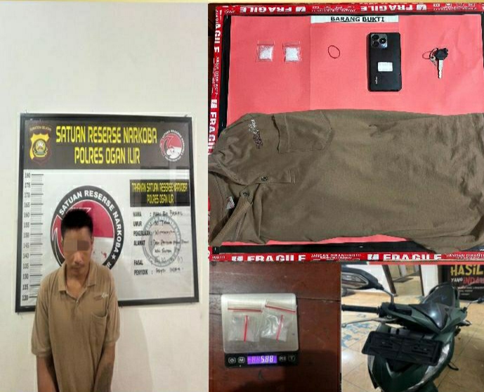 Pengedar  Narkoba Asal Pulau  Rimau Ditangkap Sat Resnarkoba Polres Ogan Ilir dl Pemulutan