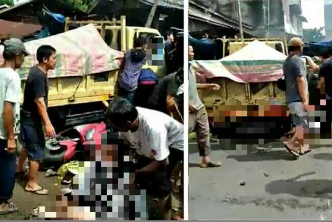 Truk Tabrak Pengunjung Pasar II Prabumulih, Penjual Martabak Tewas, 2 Pemotor Terluka