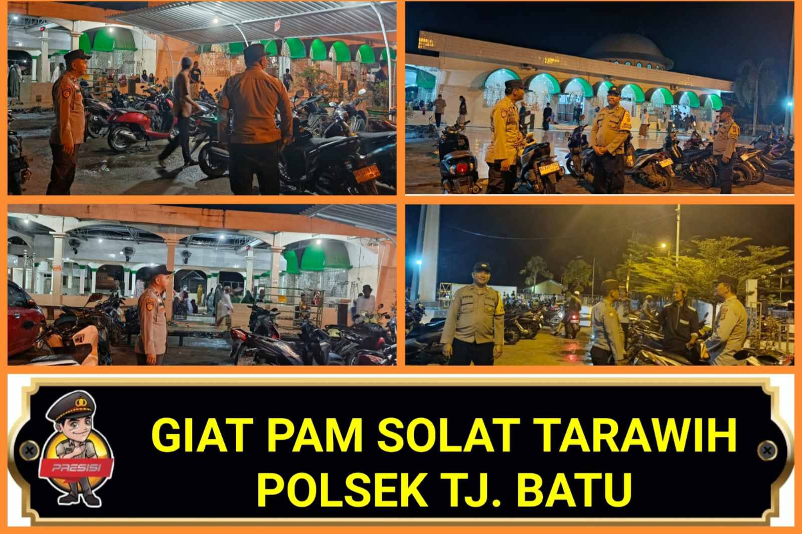 Saat Salat  Tarawih, Personel Polsek Tanjung Batu Jaga-Jaga Sepeda Motor Jamaah