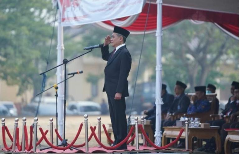 Ditengah Kabut Asap, Pemkab dan DPRD Ogan Ilir, Gelar  Upacara Peringatan Hari Kesaktian Pancasila