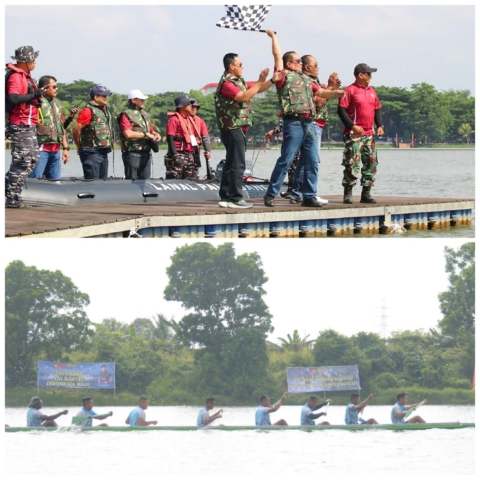 Lomba Perahu Bidar Warnai HUT ke 80 TNI Oleh  Korem 044/Gapo