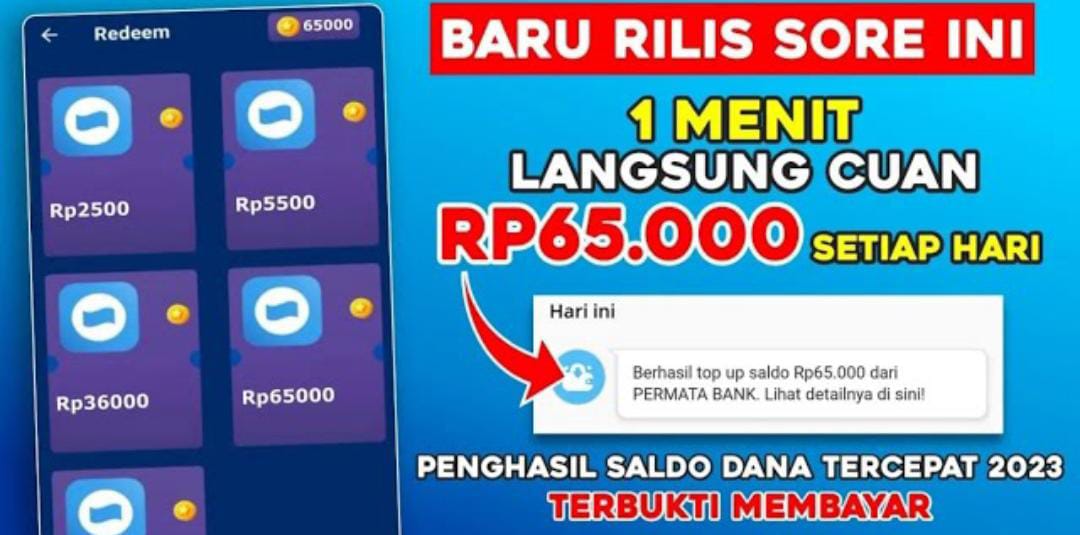 Game Penghasil Saldo DANA Gratis: 1 Menit Langsung Cair Rp65.000 Setiap Hari 