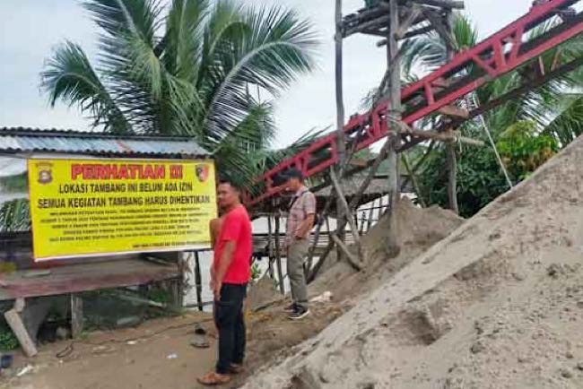 Polres Ogan Ilir dan Polsek Tanjung Raja  Tertibkan 5 Tambang Pasir Diduga Tak Kantongi Izin