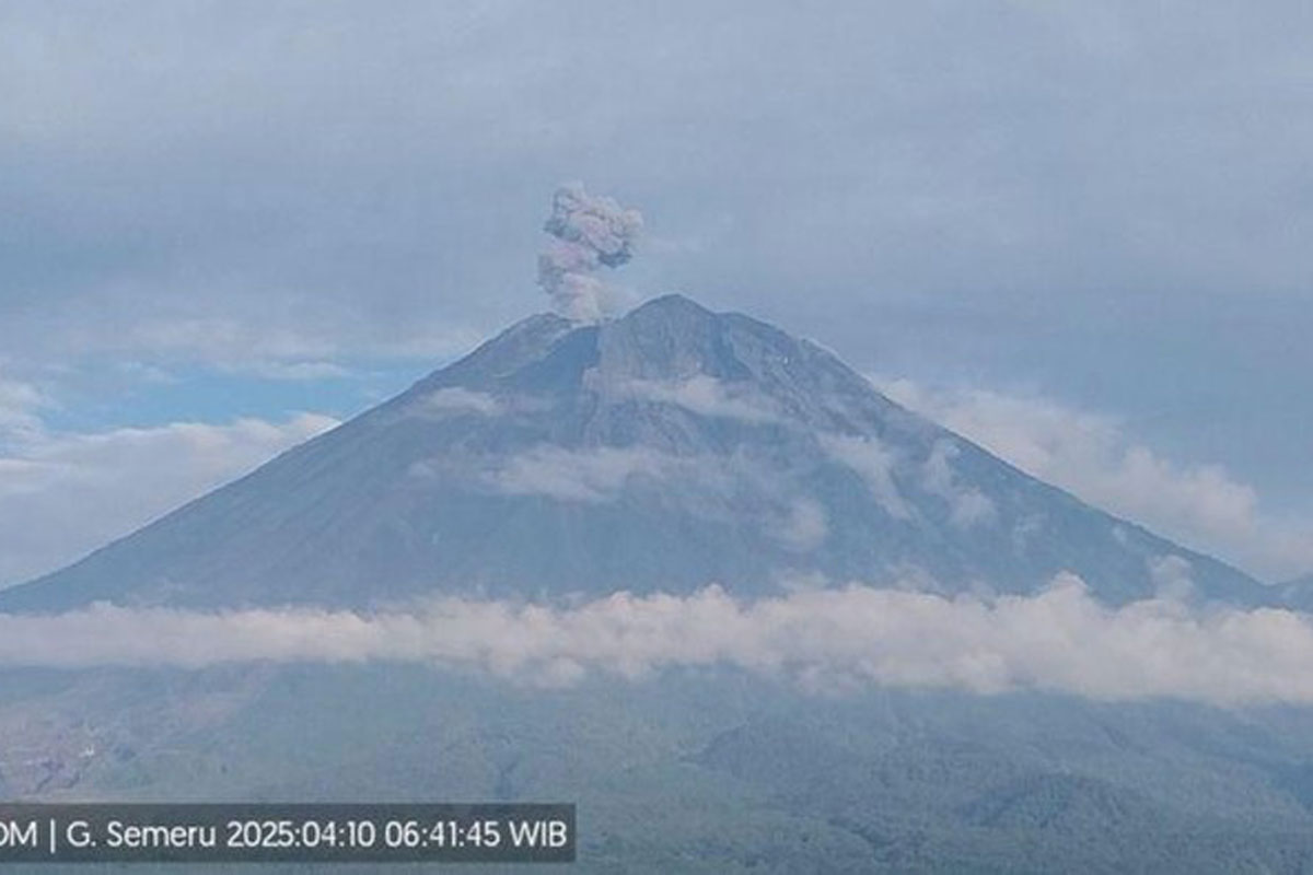Gunung Semeru Erupsi 5 Kali Hari ini, Muntahan Abu Mencapai 800 Meter