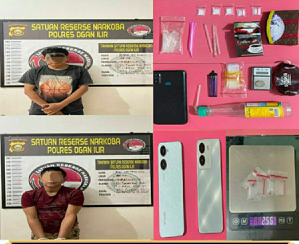 Sabu di Dompet Emas, Dua Pelaku Ditangkap Satresnarkoba Polres Ogan Ilir di Tanjung Raja