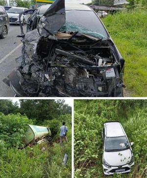 Toyota Innova Remuk, Mobil Tangki dan Agiya Masuk Rawa, Para Korban Hanya Luka Ringan Kecelakaan di Jalintim P