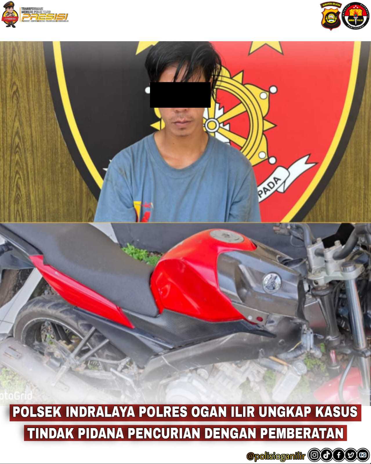 Ditangkap Saat Mencari Mangsa, Sebelumnya Berhasil Curi Motor Mahasiswa Di Indralaya