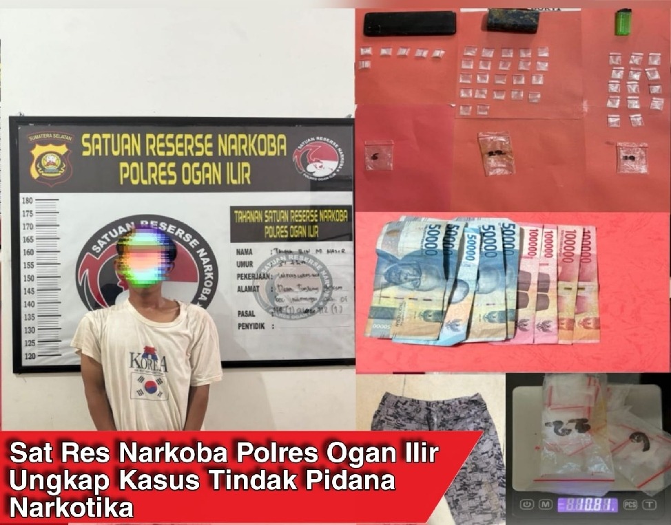 Sempat Kabur Sebelum Ditangkap, Pengedar Sabu 42 Paket Menyerah Kepada Petugas Polres Ogan Ilir 