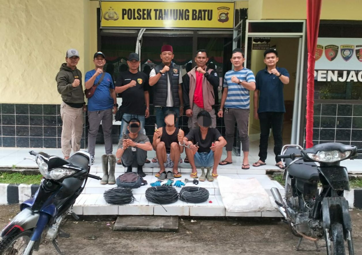 Tiga Pelaku Pencurian Kabel Senilai Rp 75 Juta, Di Ungkap Polsek Tanjung Batu