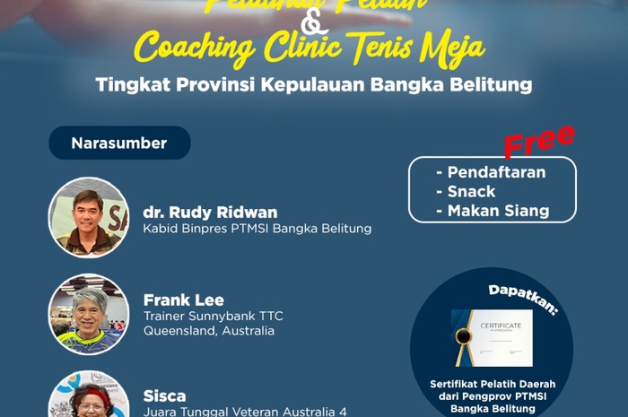 Gelar Pelatihan Pelatih, Pengprov PTMSI Babel Datangkan Petenis Meja Australia