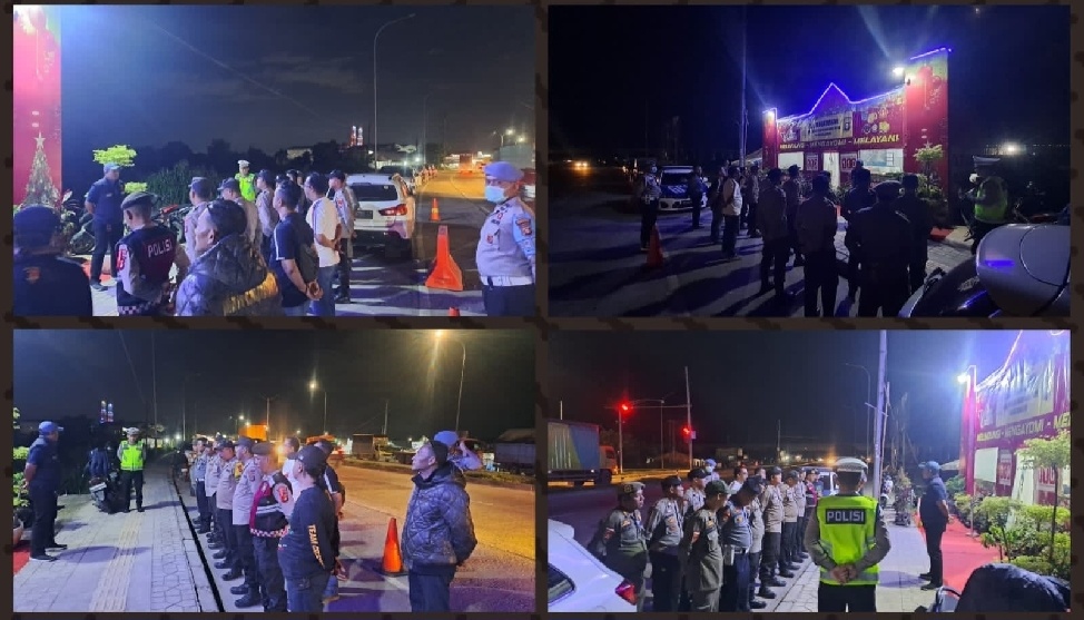 Polsek Pemulutan Cek Pos Pam Tol Keramasan dan Laksanakan KRYD Malam Hari Libur