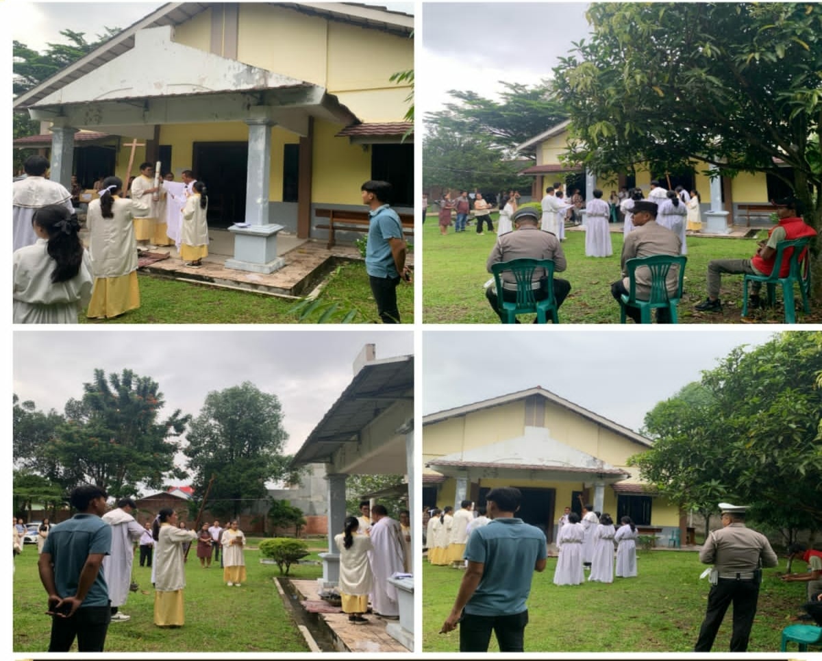 Gabungan Polres Ogan Ilir Amankan Ibadah Misa Vigili Paskah
