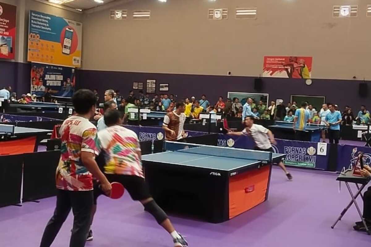 Pornas Korpri 2025 - Tim Tenis Meja Putra Sumsel Kalah dari BPK
