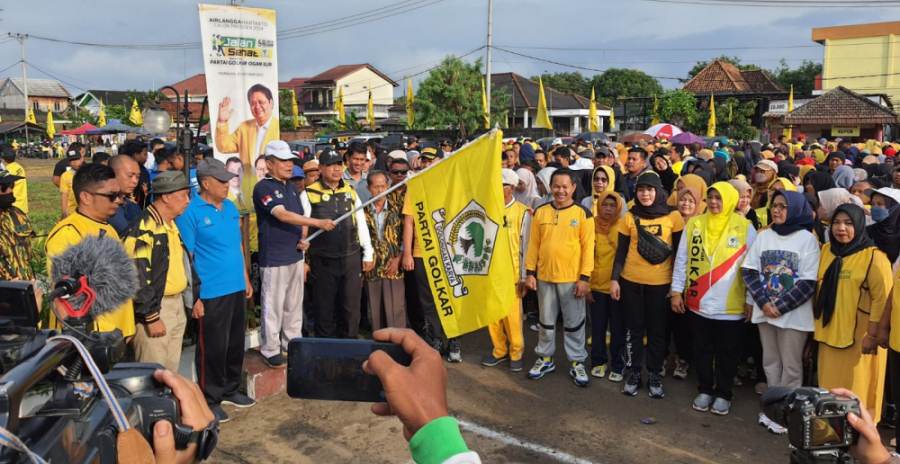 Ribuan Peserta Ramaikan Jalan Sehat HUT Golkar Di Ogan Ilir, Di Hadiri Wabup H Ardani