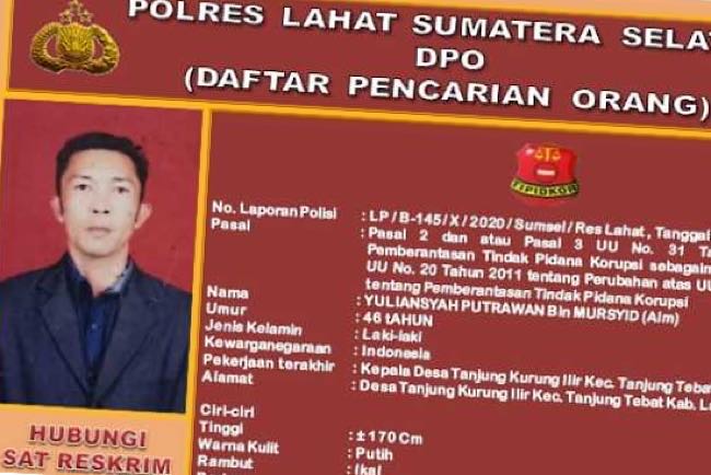 Foto Disebar, eks Kades di Lahat Ini Resmi Jadi Buronan Polres, Kasus Dana Desa Rugikan Negara Rp1,2 Miliar