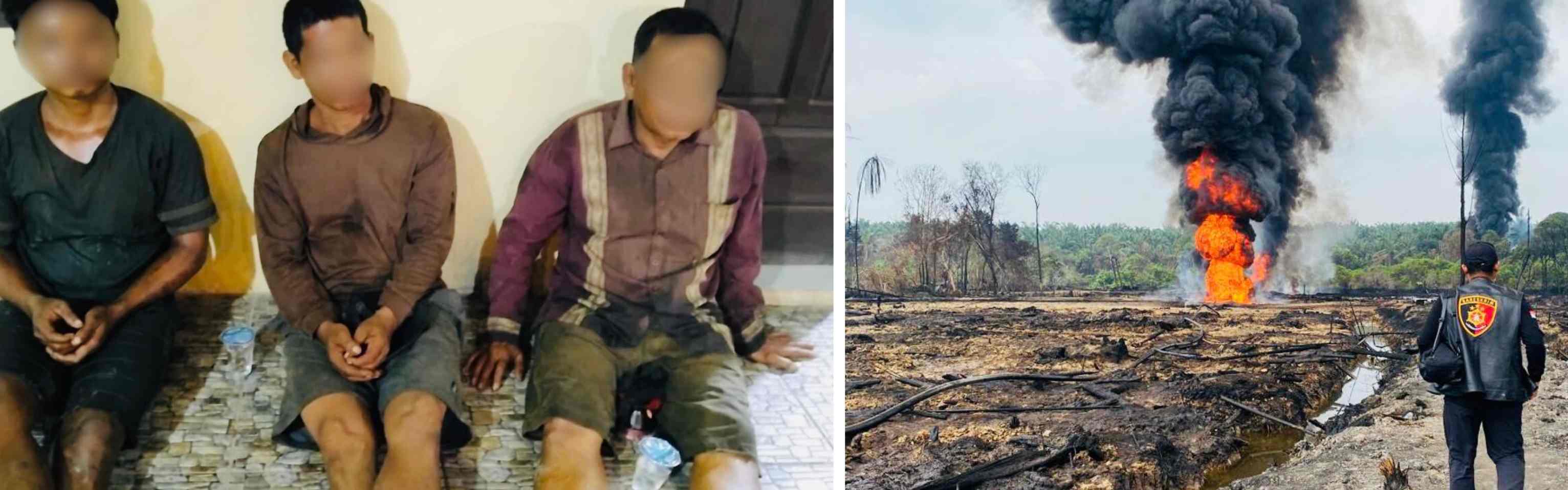 Pipa Pertamina  Bocor Hingga Terbakar, 3 Pelaku Diamankan 