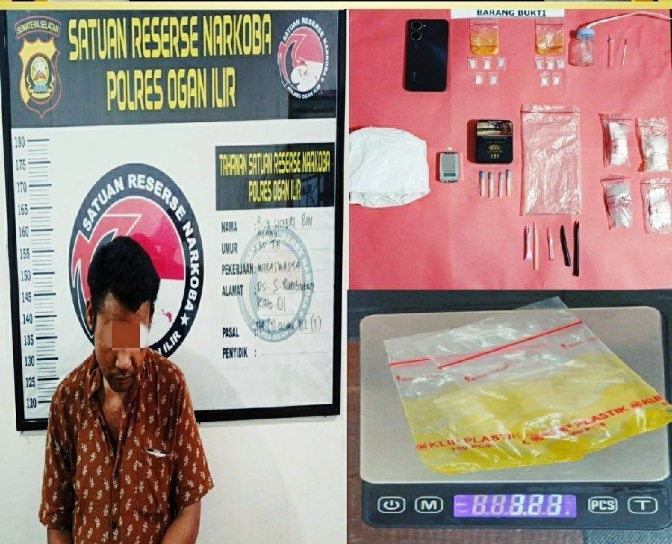 Polres Ogan Ilir dan Ditresnarkoba Polda Sumsel Tangkap Pelaku Dengan 10 Paket Sabu