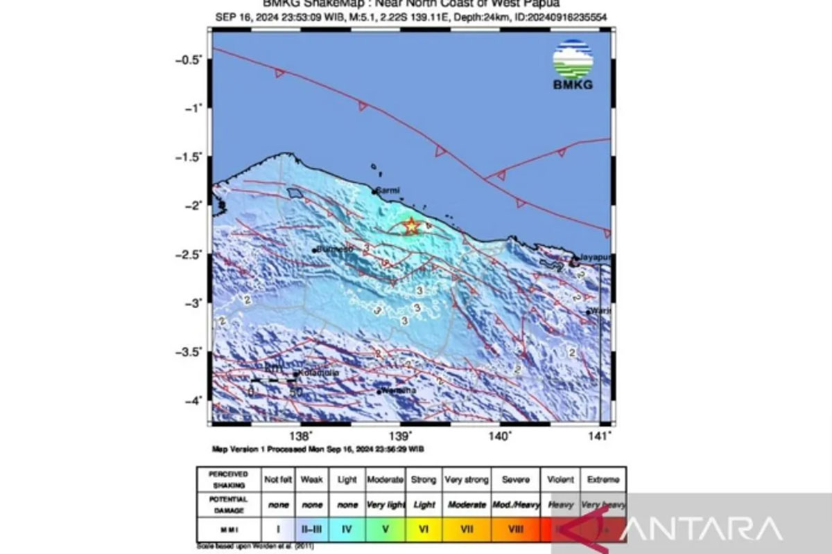 Kabupaten Sarmi Diguncang Gempa, BMKG Keluarkan Peringatan Dini