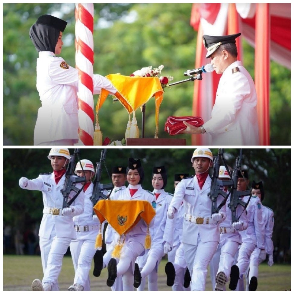 Penurunan  Bendera Merah Putih di Pemkab  Ogan Ilir Berlangsung  Khidmat 