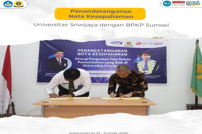 Unsri-BPKP Sumsel Tandatangani MoU Tata Kelola Pemerintahan yang Baik