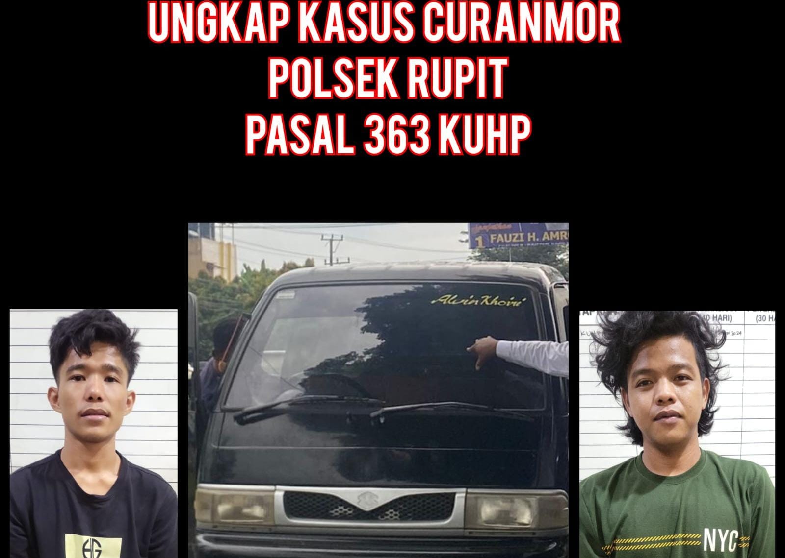 2 Residivis Gasak Mobil di Halaman Rumah di Muratara