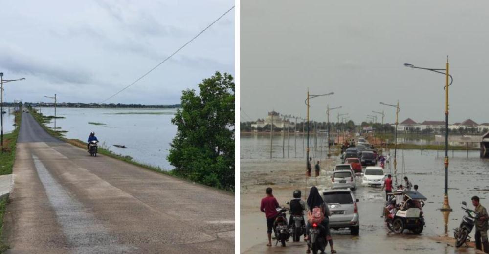 Banjir 5 Tahunan Bakal Kembali Terjadi. Tahun 2018 Jalan  Tanjung Senai  Ogan Ilir Terendam