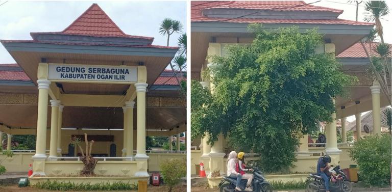 Awalnya Tidak Terlihat,  Kini Terbaca  Nama Gedung SERBAGUNA Ogan Ilir