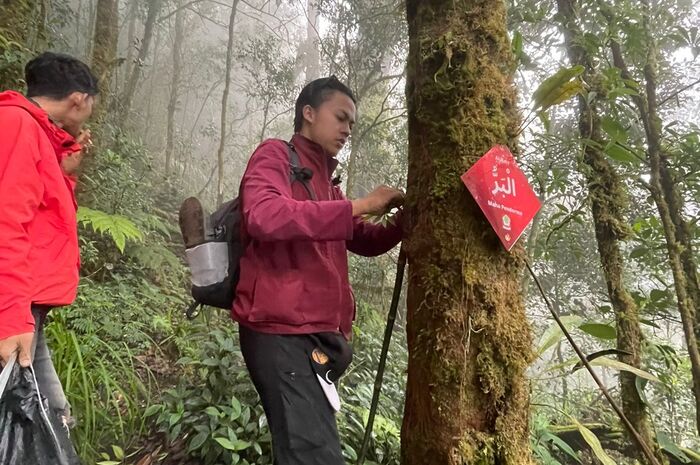 Lakukan Ekspedisi Bukit Daun, Mapala Brimpals FH UMP Pasang Plang Asmaul Husna