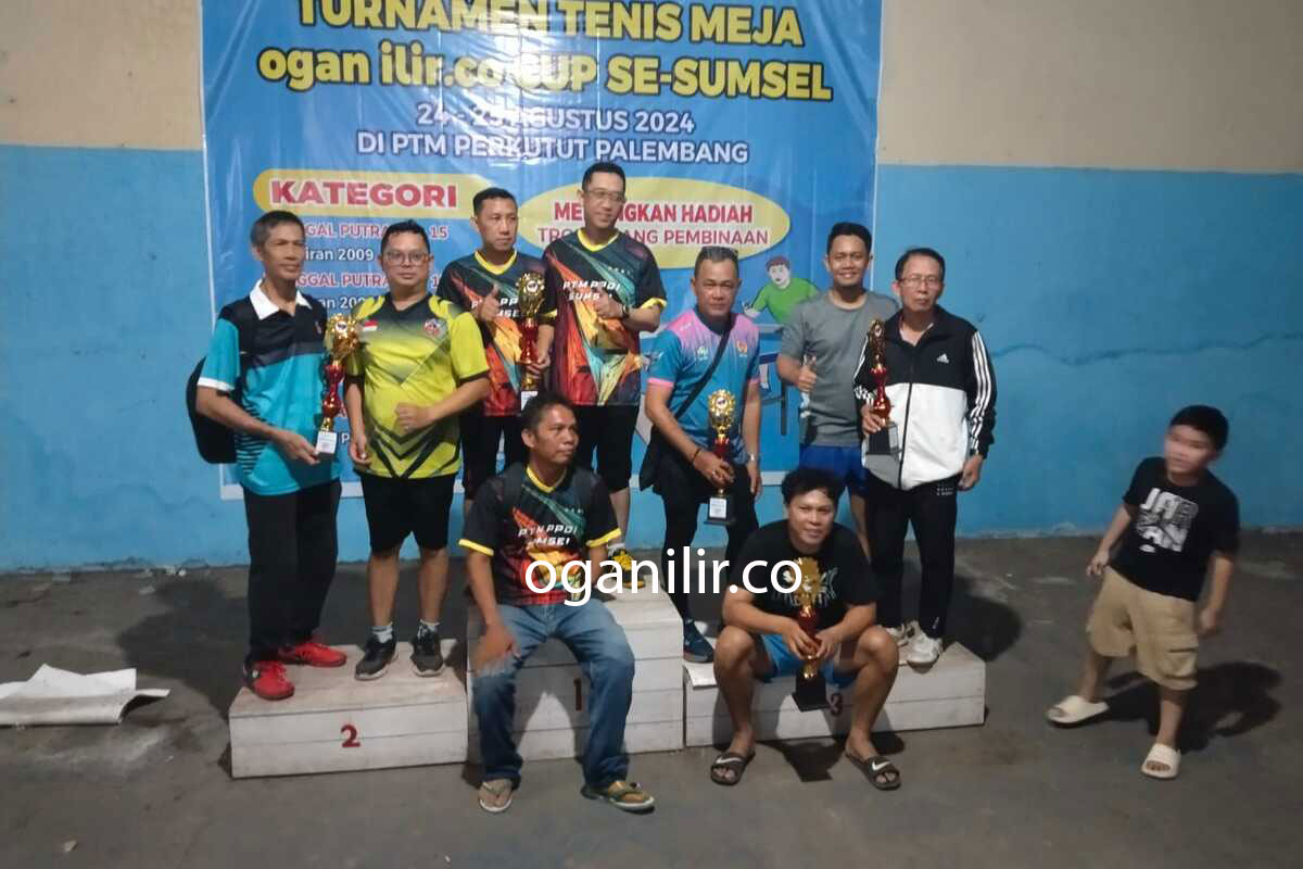 Turnamen Tenis Meja oganilir.co Cup se-Sumsel Berakhir, 3 Kabupaten/Kota Berbagi Gelar