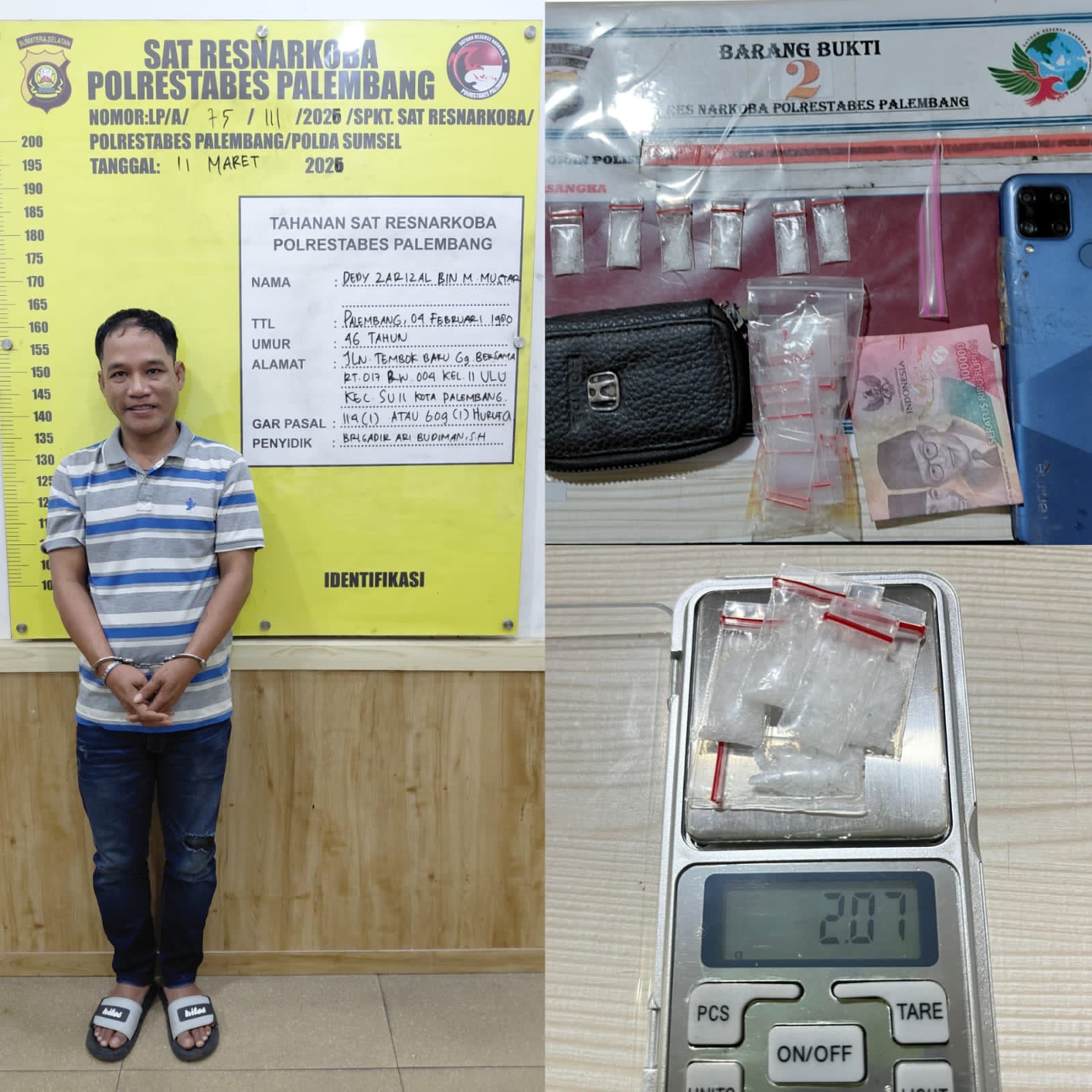 Operasi 24 Jam Polisi di Palembang: Dua Pengedar Sabu Dibekuk, 12 Paket Disita