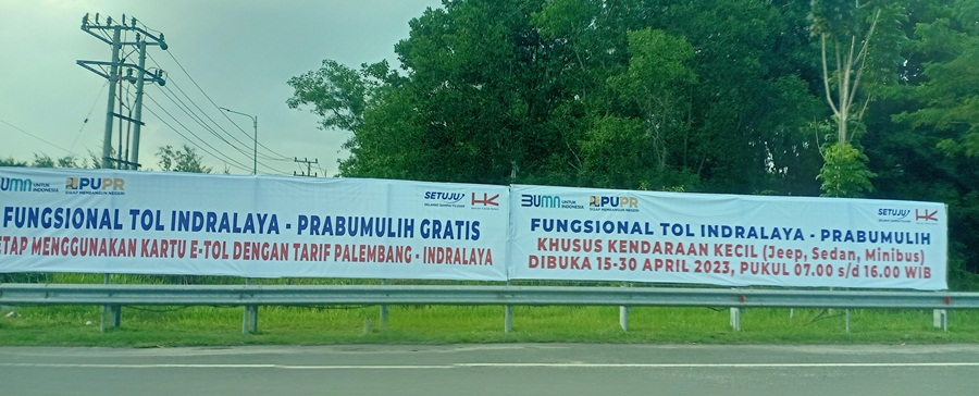 HK Pasang Spanduk, Info Mudik Lebaran 2023 Tol Palembang-Indralaya-Prabumulih