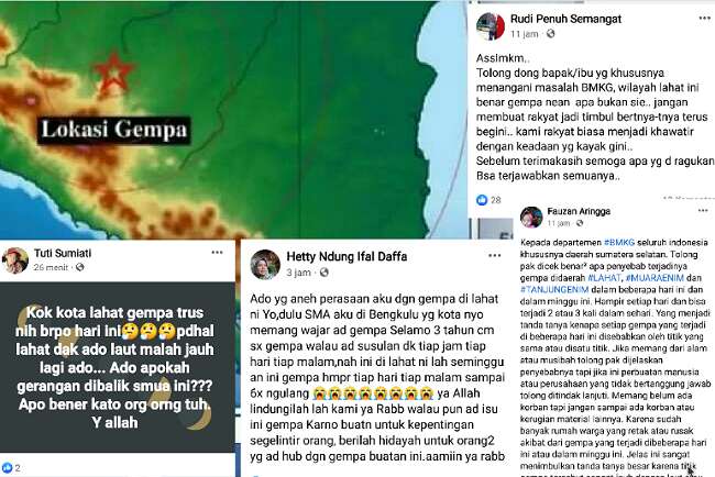 Gempa Bumi Lahat-Muara Enim Banyak Netizen yang Bertanya Penyebabnya Apa, Nah Kok Ada yang Meragukan?