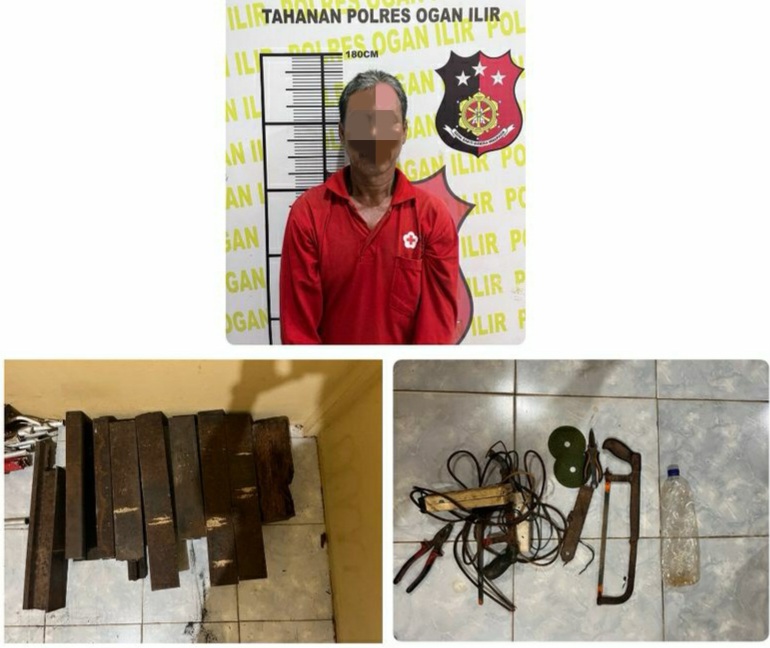 Rel Kereta Api di Indralaya Utara Digondol Maling , Polres  Ogan Ilir Berhasil Tangkap Pelakunya