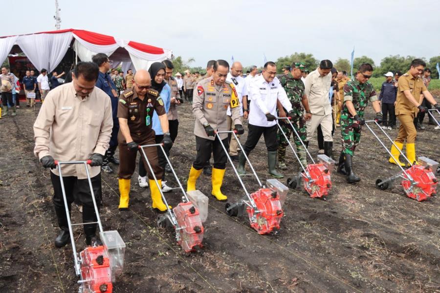 Kapolda Sumsel Tanam Jagung Serentak 1 Juta Ha  Di Ogan Ilir, Diikuti Polsek dan Desa