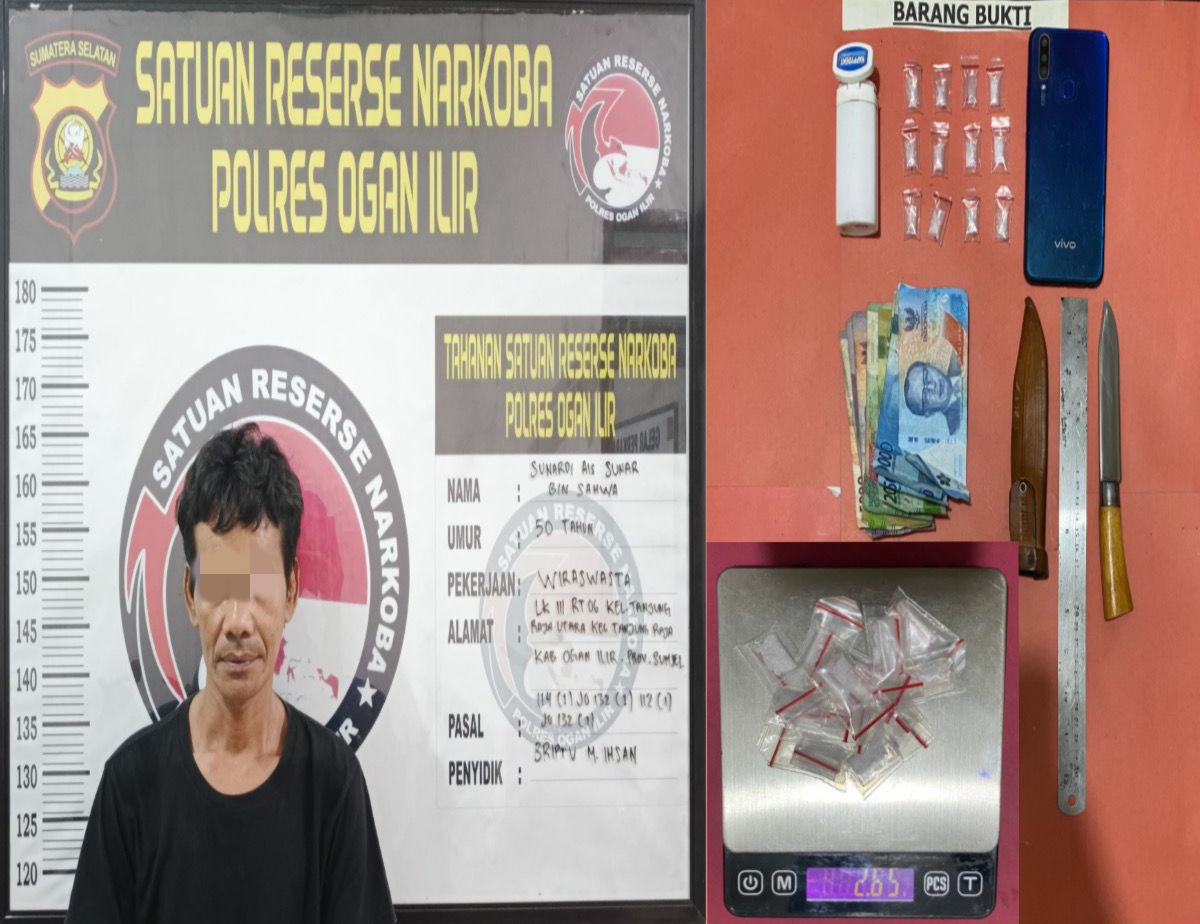 Satu Pelaku Pengedar Sabu Di Tanjung Raja Di Tangkap Polres Ogan  Ilir,  Satunya Kabur