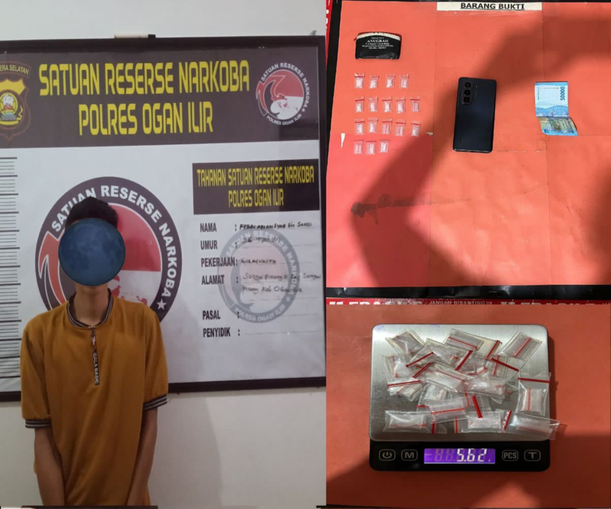 Polres Ogan Ilir Ringkus Pengedar Sabu di Ogan Ilir, 17 Paket Siap Edar Disita
