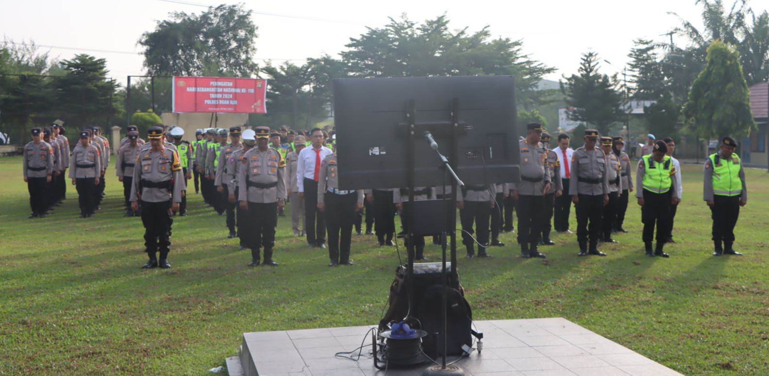 Waka Polres Ogan Ilir Dan Personel Upacara Kebangkitan Nasional Di Mapolda