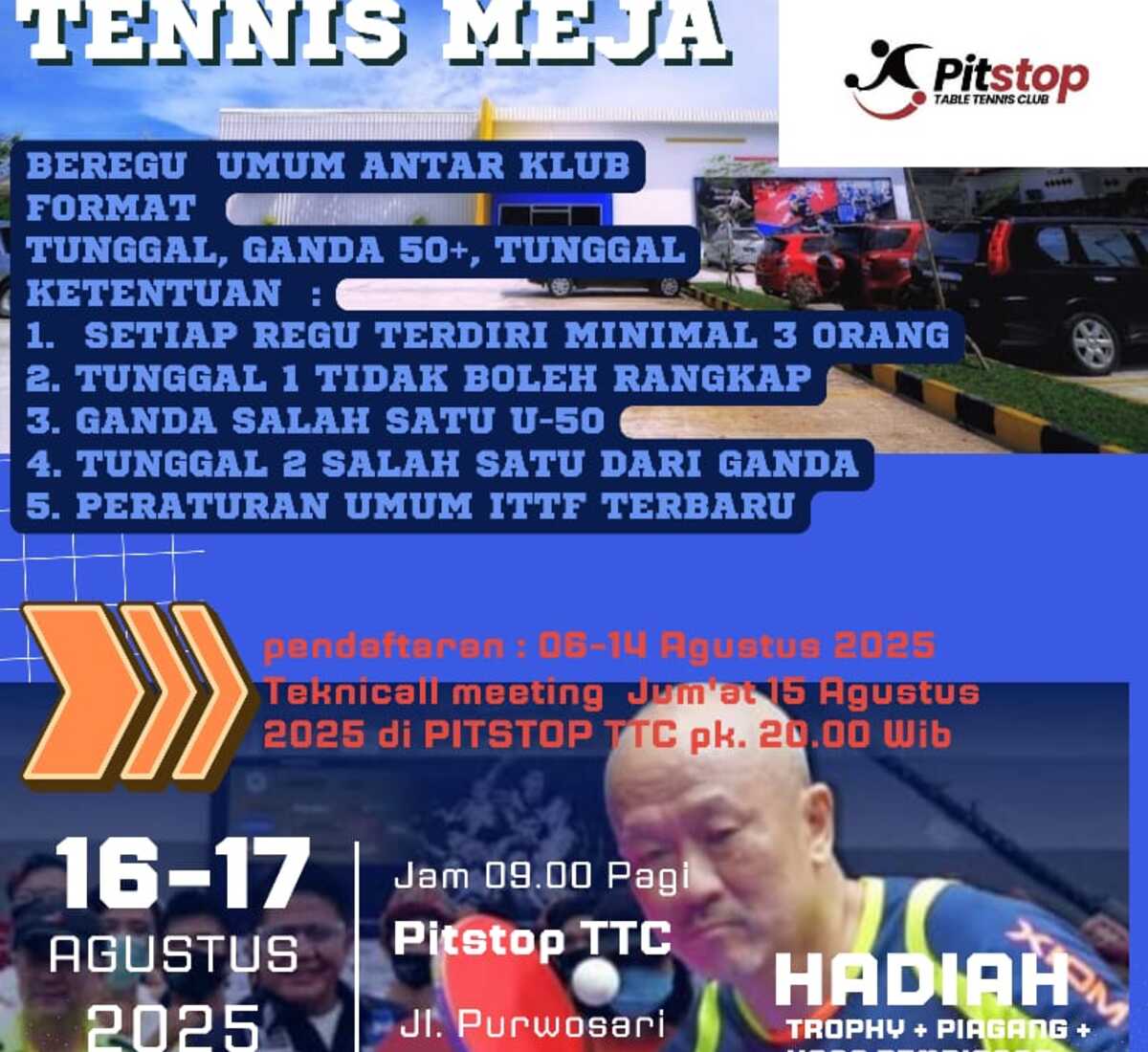 Meriahkan HUT Kemerdekaan RI ke-80, Pitstop Gelar Turnamen Tenis Meja