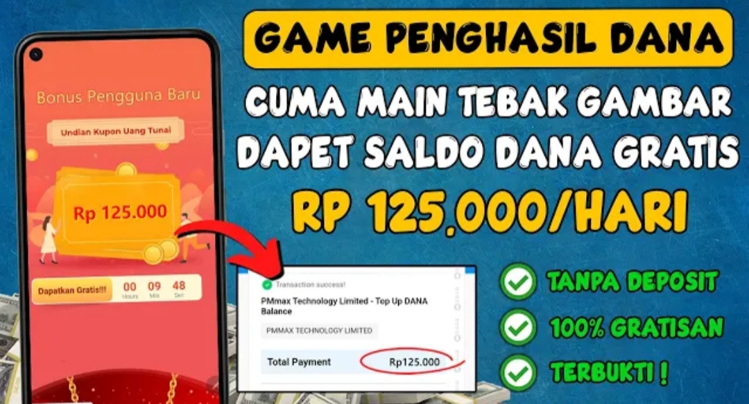 Cuma Main Game Tebak Gambar Dapat Saldo DANA Gratis Rp125.000 Setiap Harinya