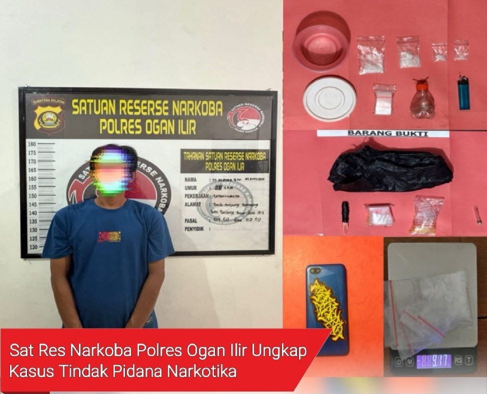 Petani Simpan Narkotika Ditumpukan Bunga, Satres Narkoba Polres Ogan Ilir Amankan 4 Paket Sabu