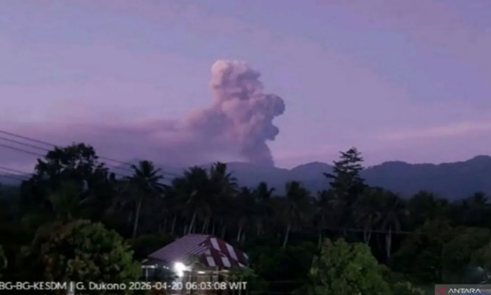 Gunung Dukono Kembali Erupsi, Status Waspada