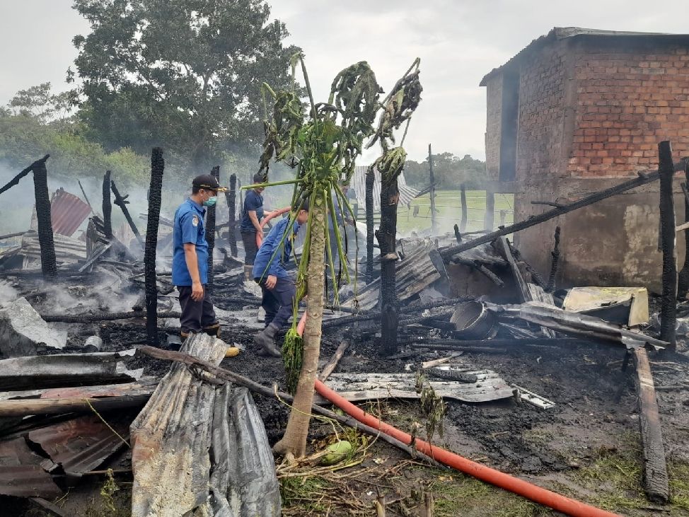 Ditinggal Pergi, Rumah  di Desa Tanjung Seteko Ogan Ilir Ludes  Terbakar