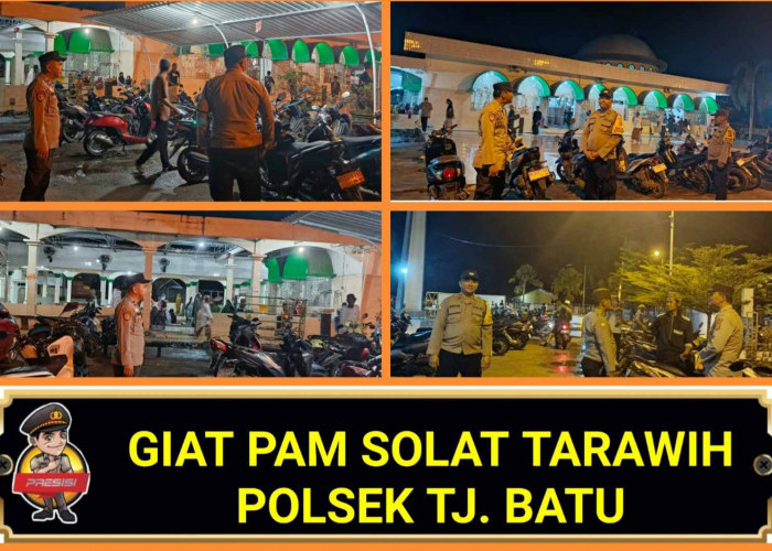 Saat Salat  Tarawih, Personel Polsek Tanjung Batu Jaga-Jaga Sepeda Motor Jamaah