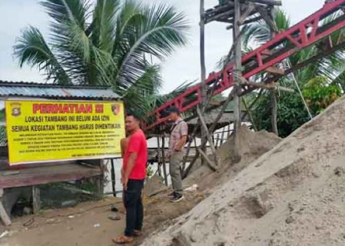 Polres Ogan Ilir dan Polsek Tanjung Raja  Tertibkan 5 Tambang Pasir Diduga Tak Kantongi Izin