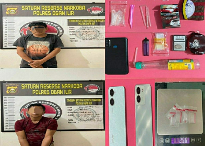 Sabu di Dompet  Emas, Dua Pelaku  Ditangkap Satresnarkoba Polres Ogan Ilir di Tanjung Raja