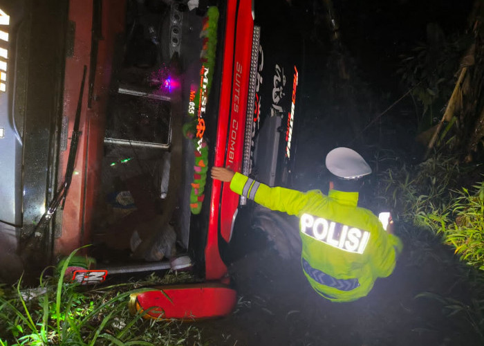 Bus PO Anugerah Masuk Jurang di Lahat, Laporan Darurat 110 Selamatkan Penumpang