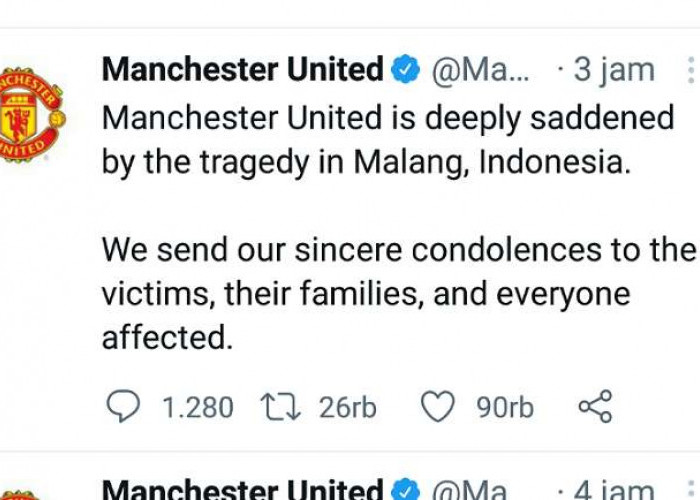 Manchester United Sangat Berduka: 'Kami Mengirimkan Doa Tulus untuk Korban insiden di Malang, Indonesia' 