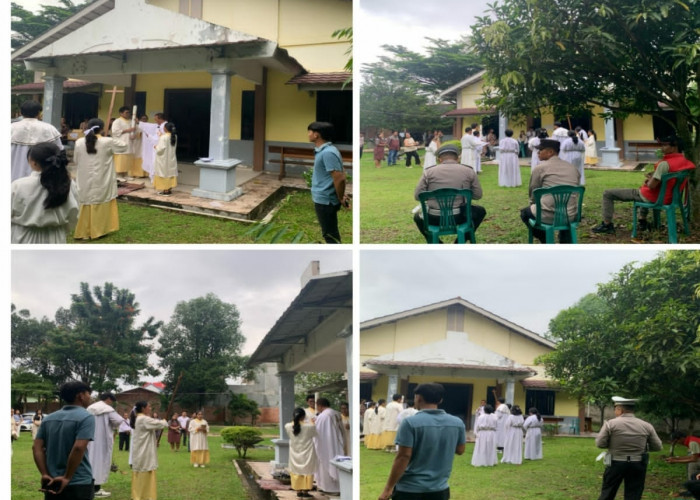 Gabungan Polres  Ogan Ilir Amankan Ibadah Misa Vigili Paskah 
