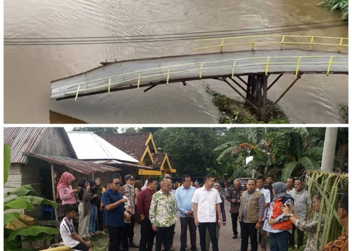 Bupati Ogan Ilir Tinjau Jembatan Besi Lubuk Rukam–Muara Kumbang Ambruk
